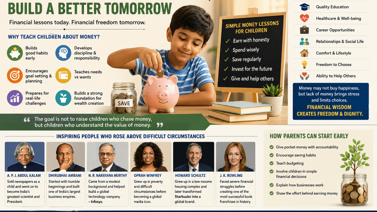 Blog artwork about children learning the value of money early